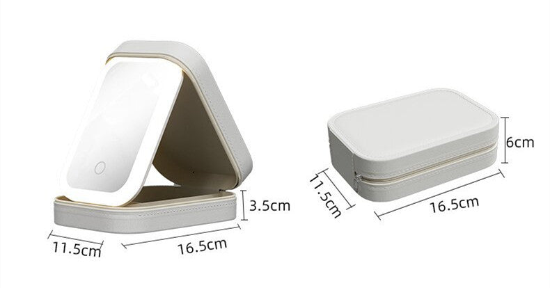LED Light Mirror Cosmetics Storage Box