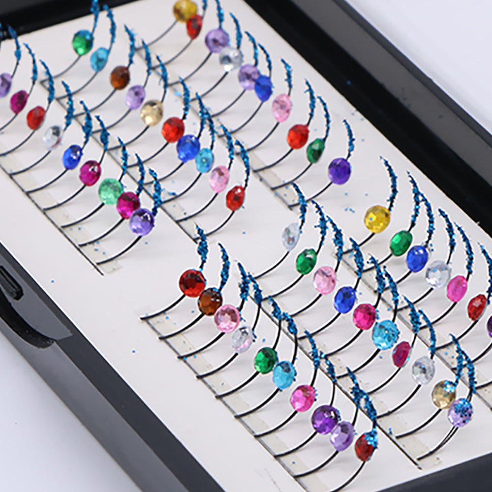 Rhinestones Colorful Individual False Eyelash Extensions