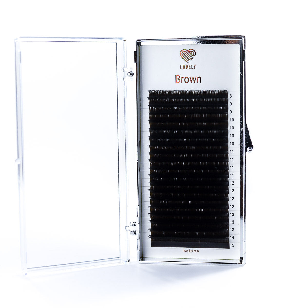 Brown Eyelash Extensions | MIX 20 Lines | C C+ CC D L Curl | 0.07 & 0.10 | 8–15mm