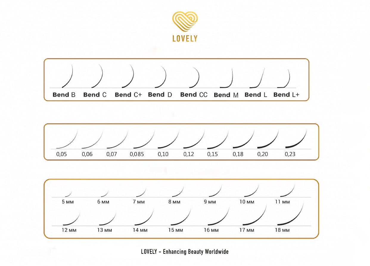 Royal Eyelash Extensions | 16 Lines | Black | L Curl | 0.07 | 7–14mm