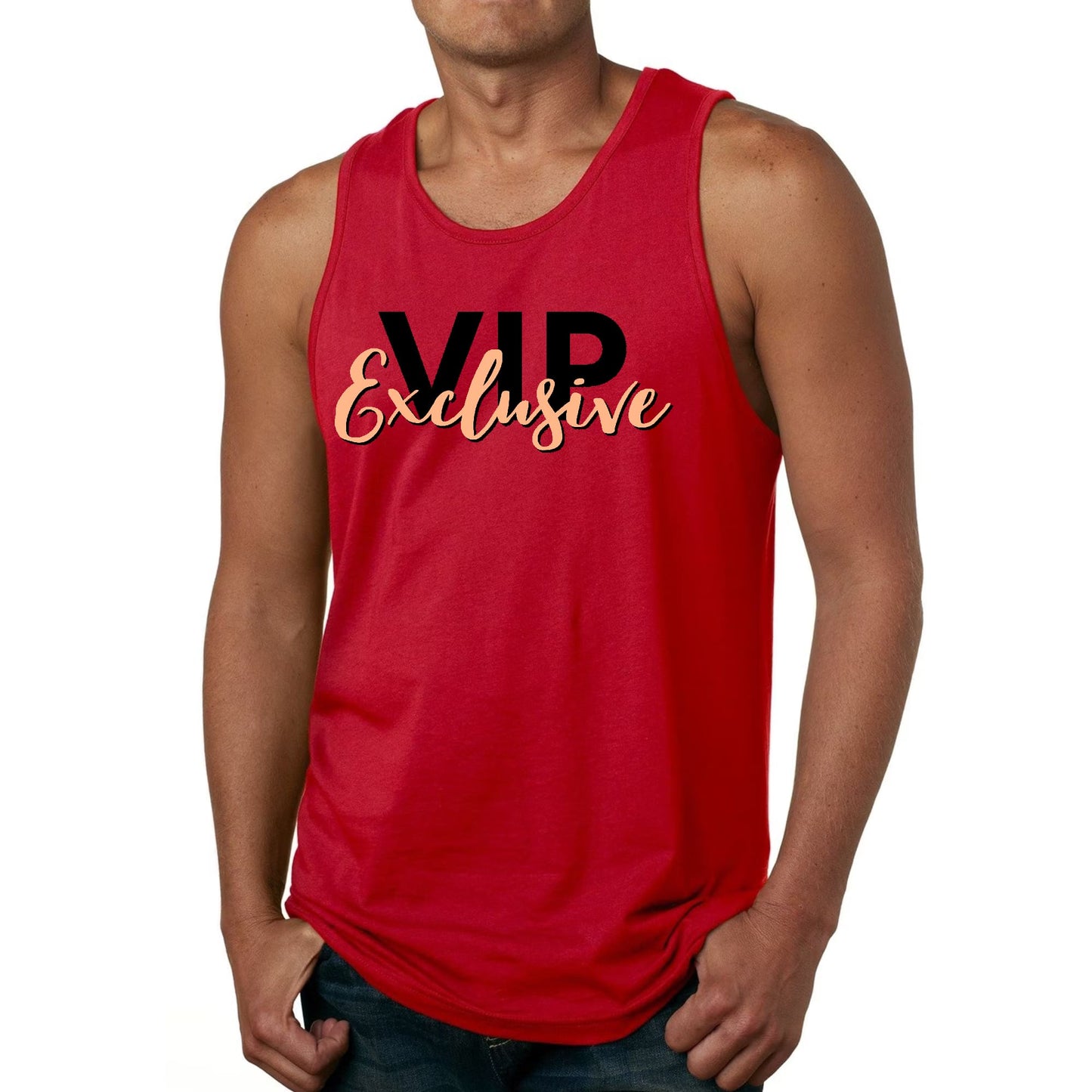 Men Tank Top Graphic T-shirt - VIP Exclusive Black And Beige - Affirmation