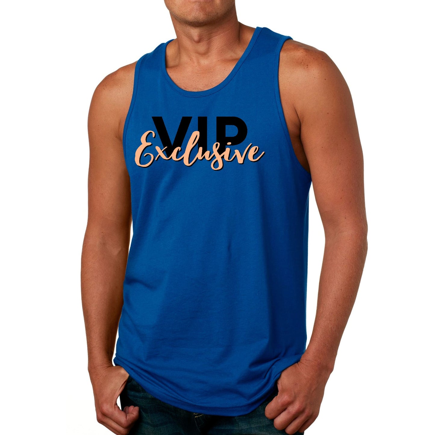 Men Tank Top Graphic T-shirt - VIP Exclusive Black And Beige - Affirmation