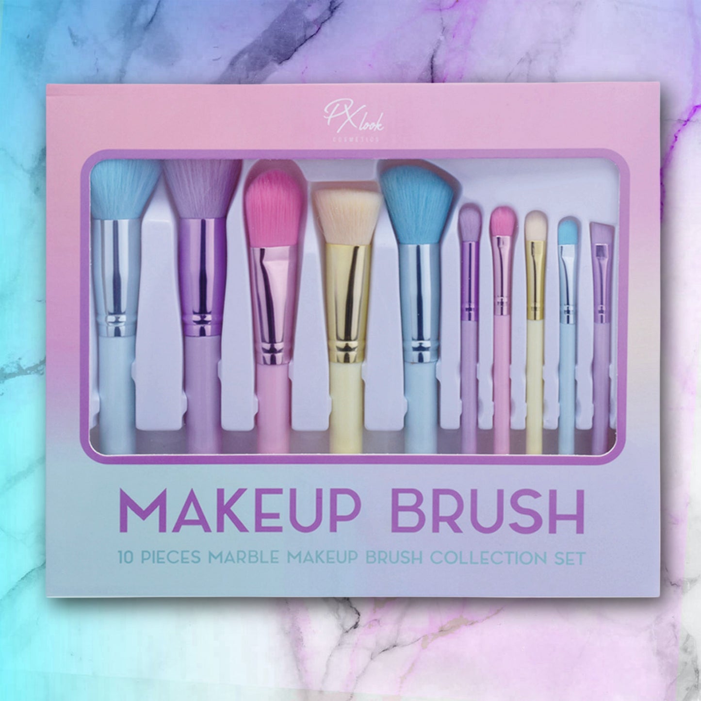 10pc Marble Makeup Brush Collection Set