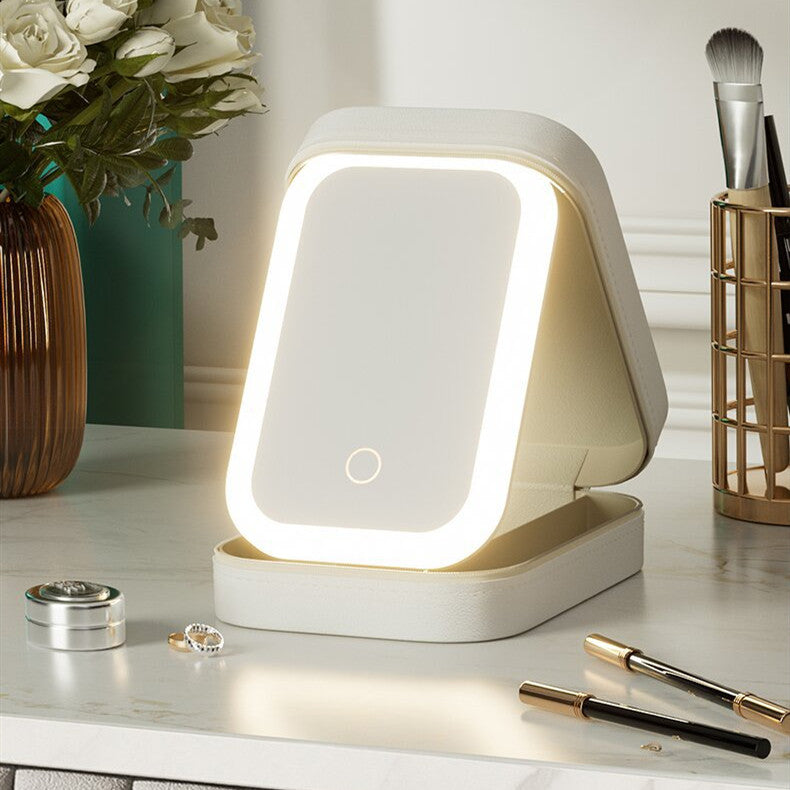 LED Light Mirror Cosmetics Storage Box