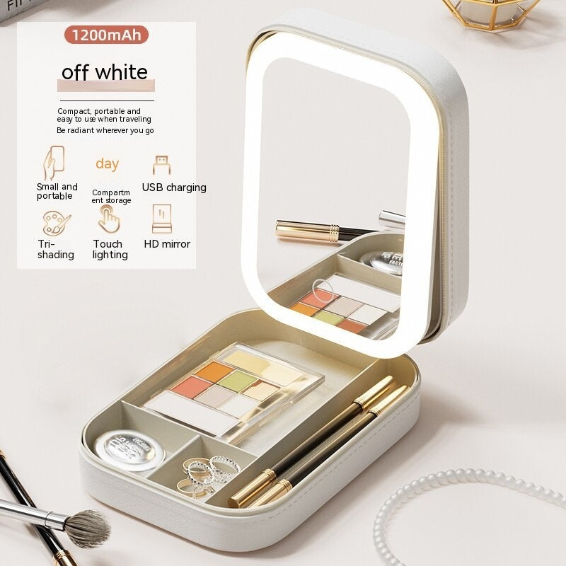 LED Light Mirror Cosmetics Storage Box