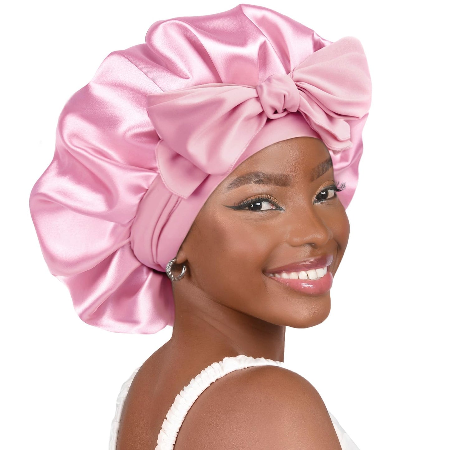 Adjustable Silk Bonnet for Sleeping Women Double Layer Satin Bonnet Reduce Friction Prevent Frizz Curly Hair