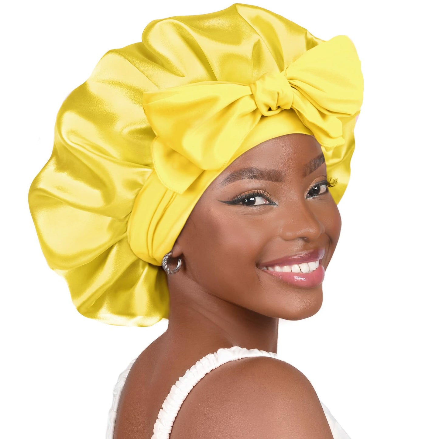 Adjustable Silk Bonnet for Sleeping Women Double Layer Satin Bonnet Reduce Friction Prevent Frizz Curly Hair