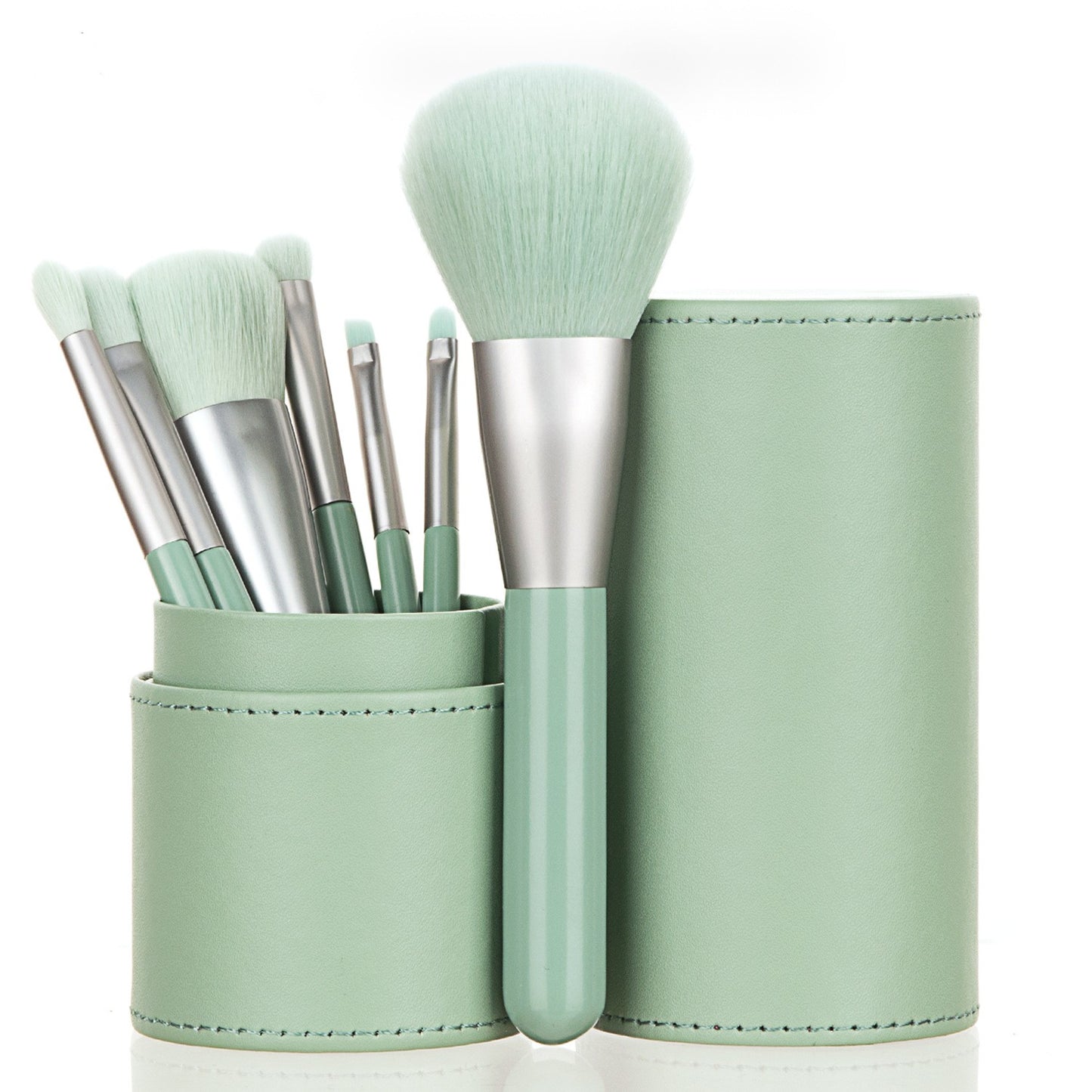 7-Piece Wood Handle Brush Set Green