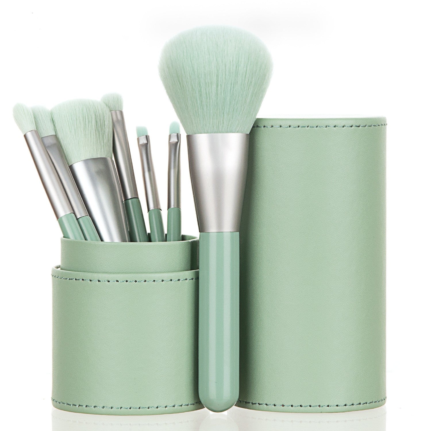 7-Piece Wood Handle Brush Set Green