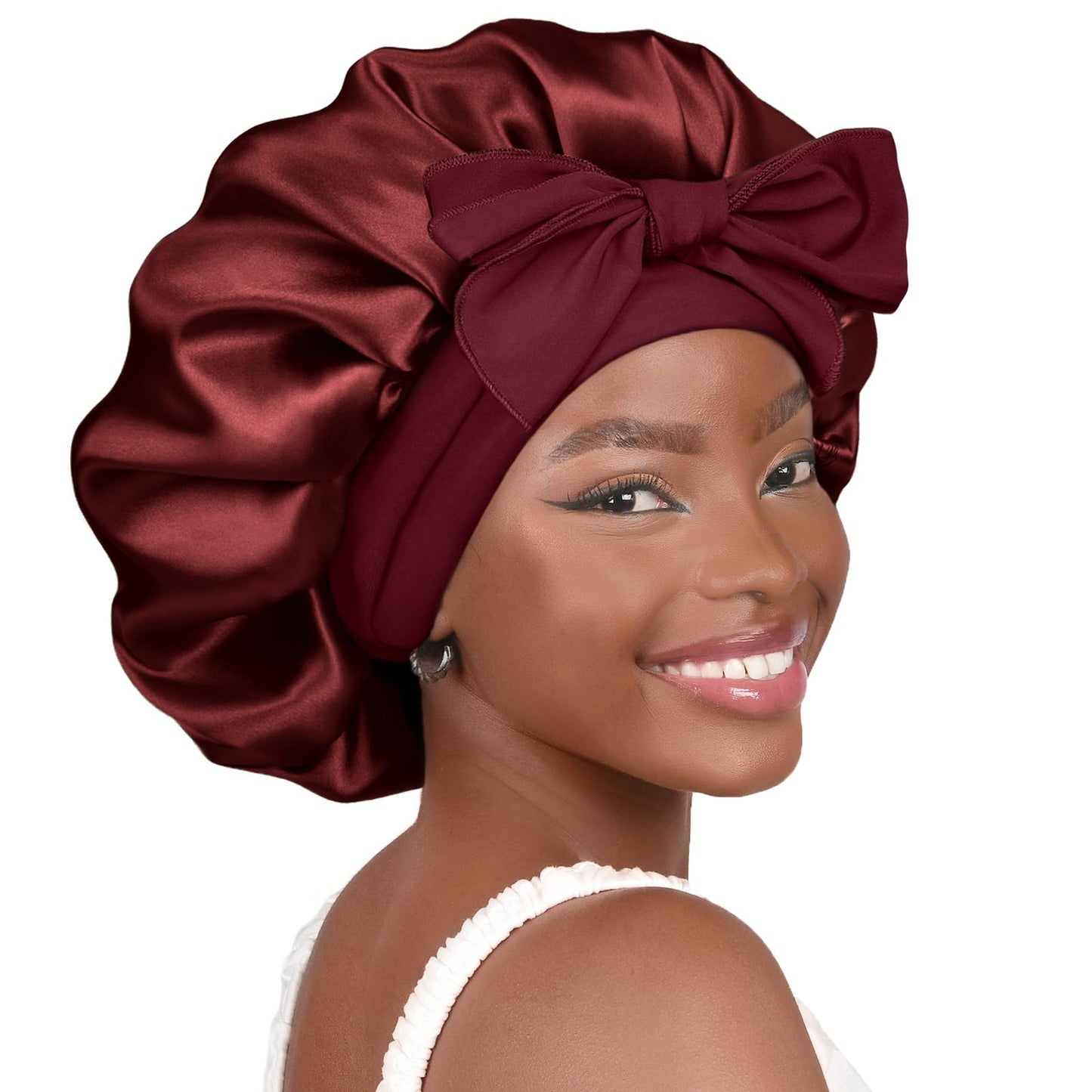 Adjustable Silk Bonnet for Sleeping Women Double Layer Satin Bonnet Reduce Friction Prevent Frizz Curly Hair