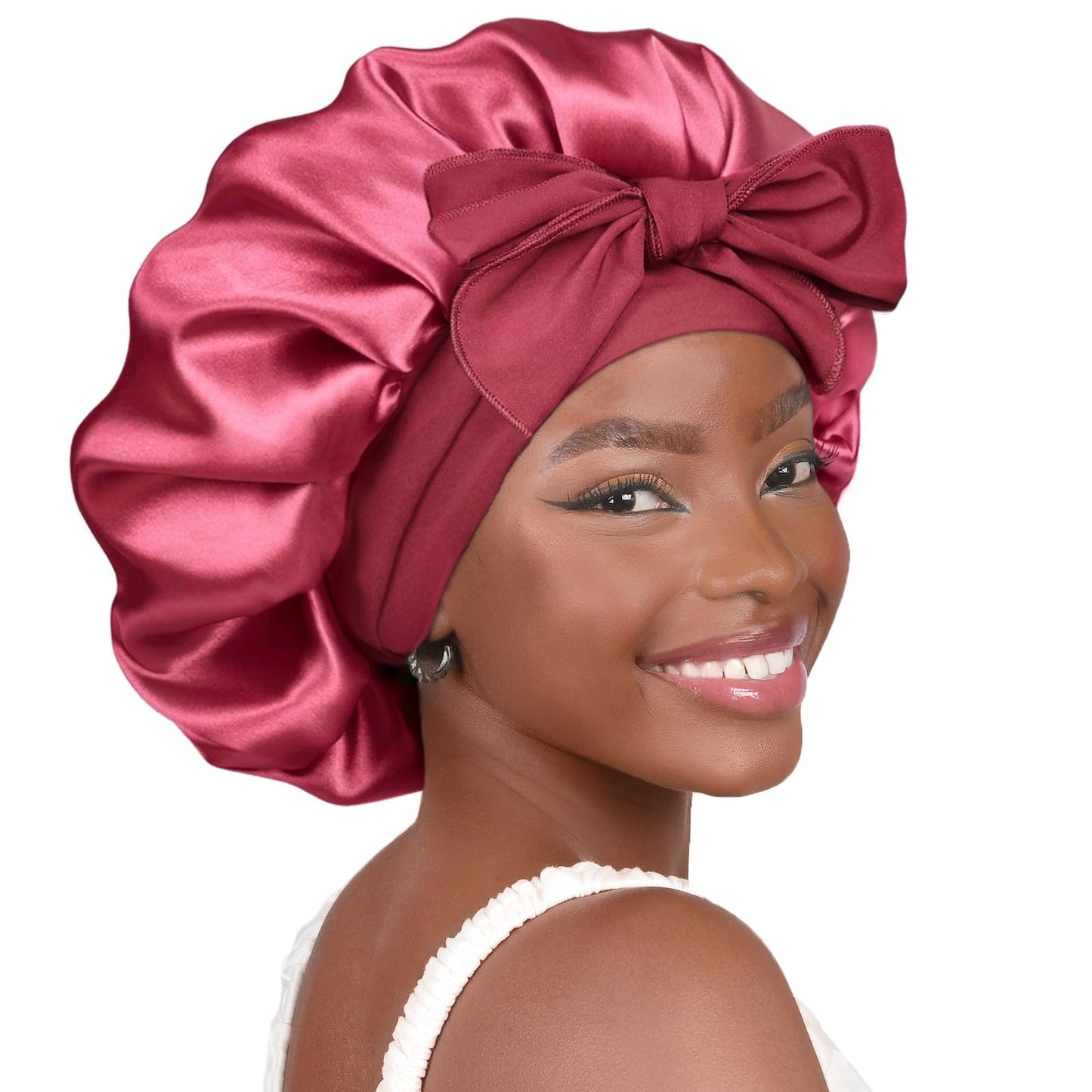 Adjustable Silk Bonnet for Sleeping Women Double Layer Satin Bonnet Reduce Friction Prevent Frizz Curly Hair