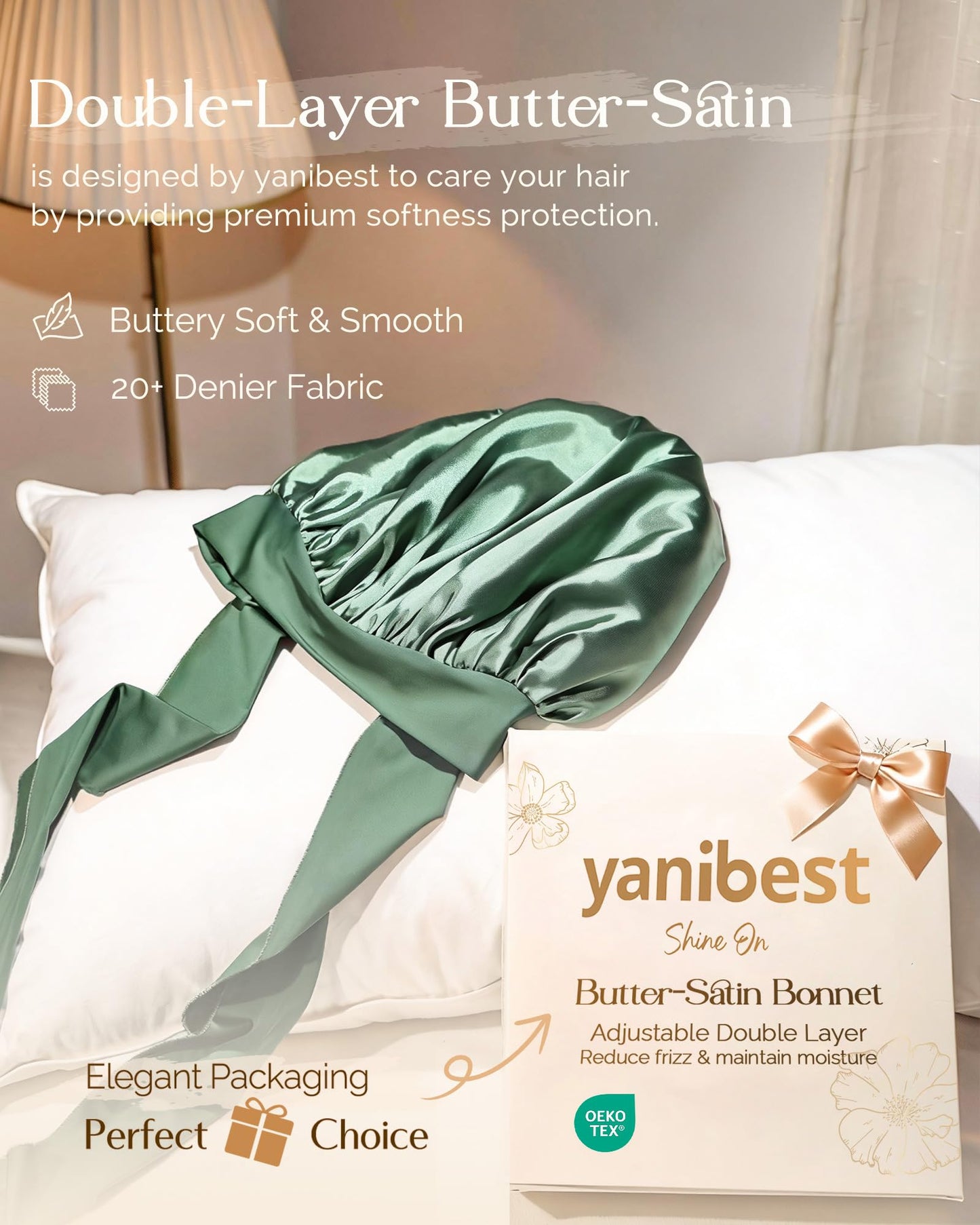 Adjustable Silk Bonnet for Sleeping Women Double Layer Satin Bonnet Reduce Friction Prevent Frizz Curly Hair