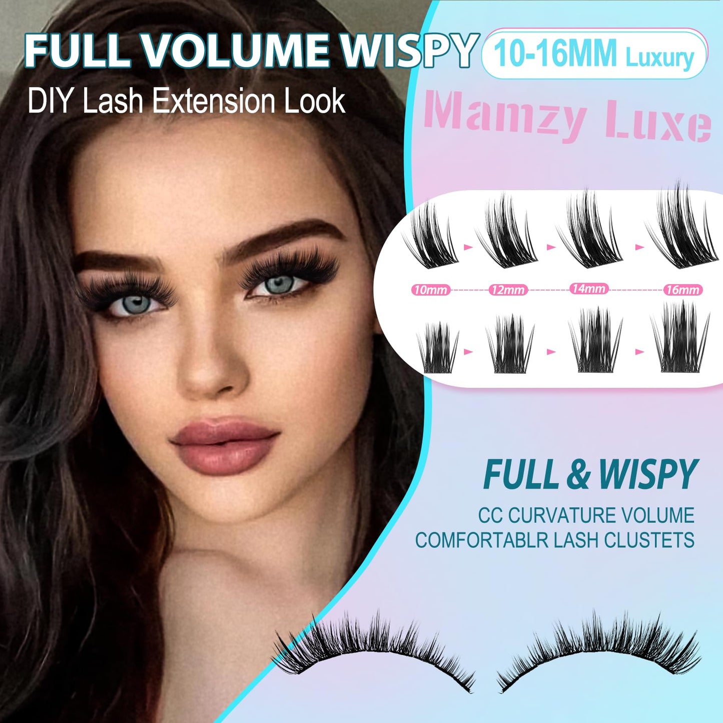 Lash Clusters 708PCS Cluster Eyelash Extensions 10-16MM Wispy Lashes Clusters 30+40+50+60+80+100D Eyelash Clusters Mix Daily Look Fake Eyelashes Extension