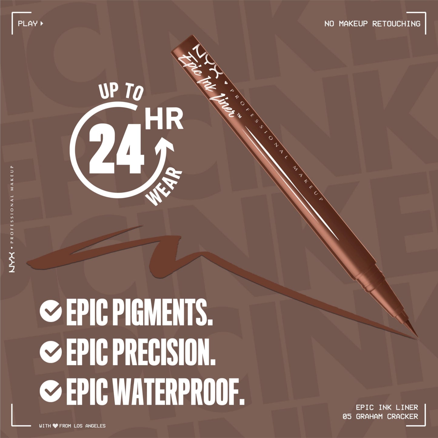 NYX PROFESSIONAL MAKEUP Epic Ink Eyeliner with Up To 24HR Wear, Black