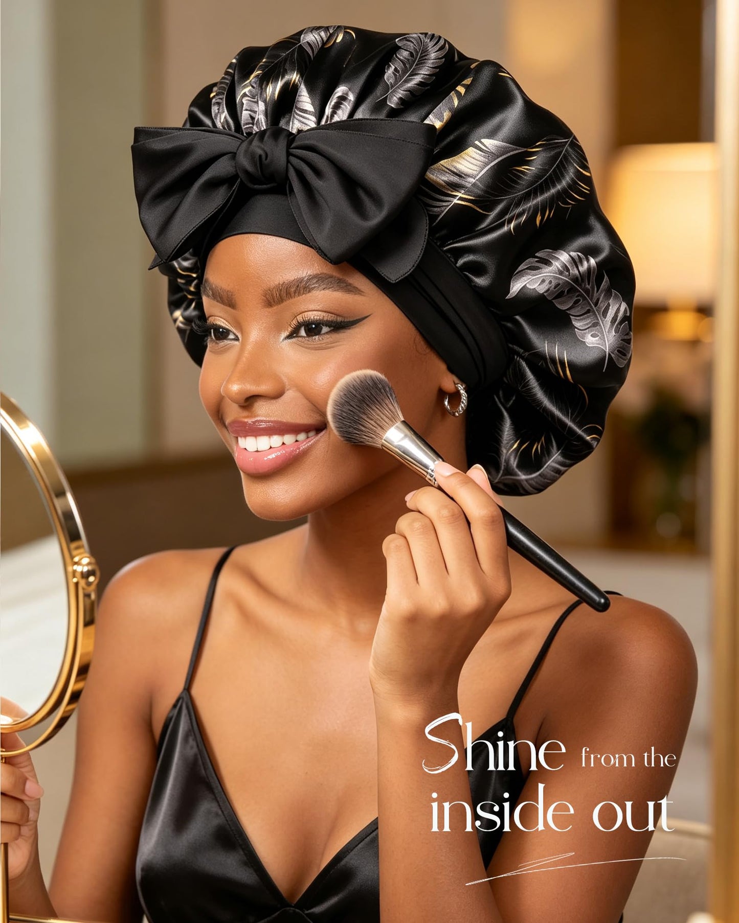 Adjustable Silk Bonnet for Sleeping Women Double Layer Satin Bonnet Reduce Friction Prevent Frizz Curly Hair