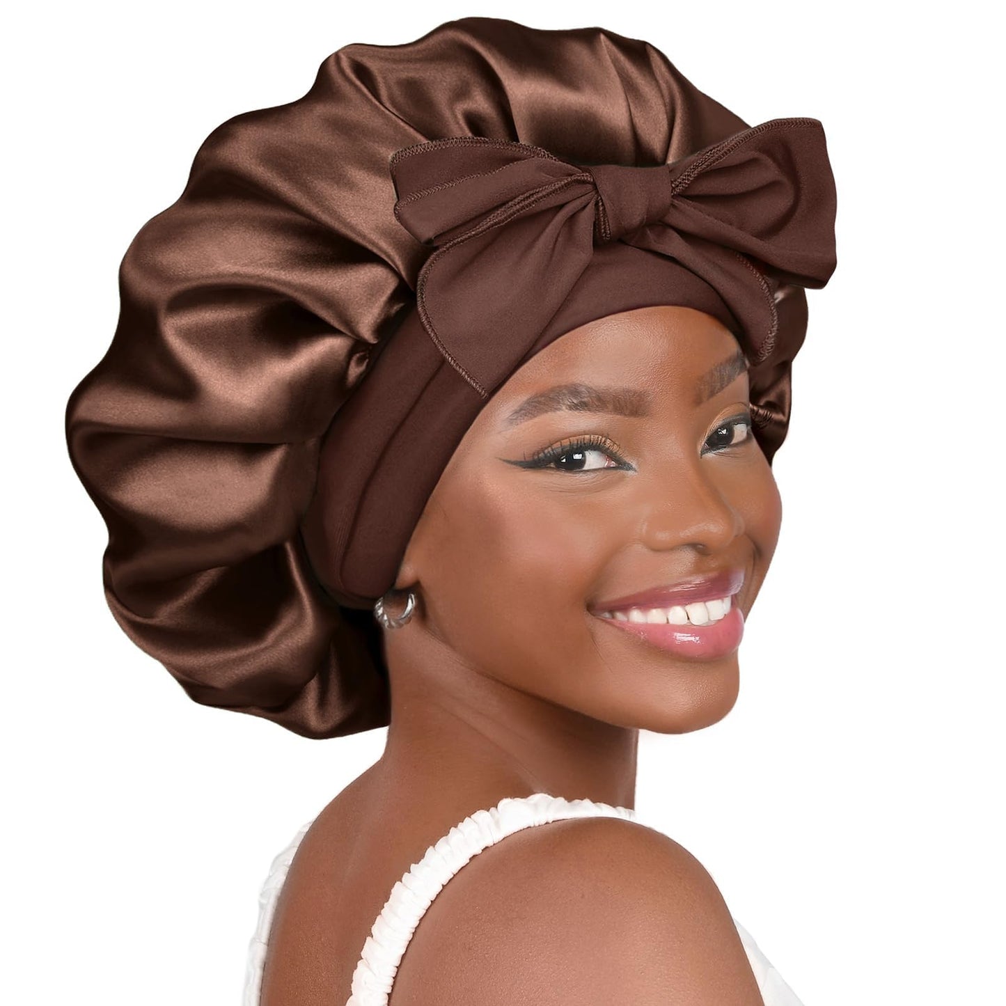 Adjustable Silk Bonnet for Sleeping Women Double Layer Satin Bonnet Reduce Friction Prevent Frizz Curly Hair