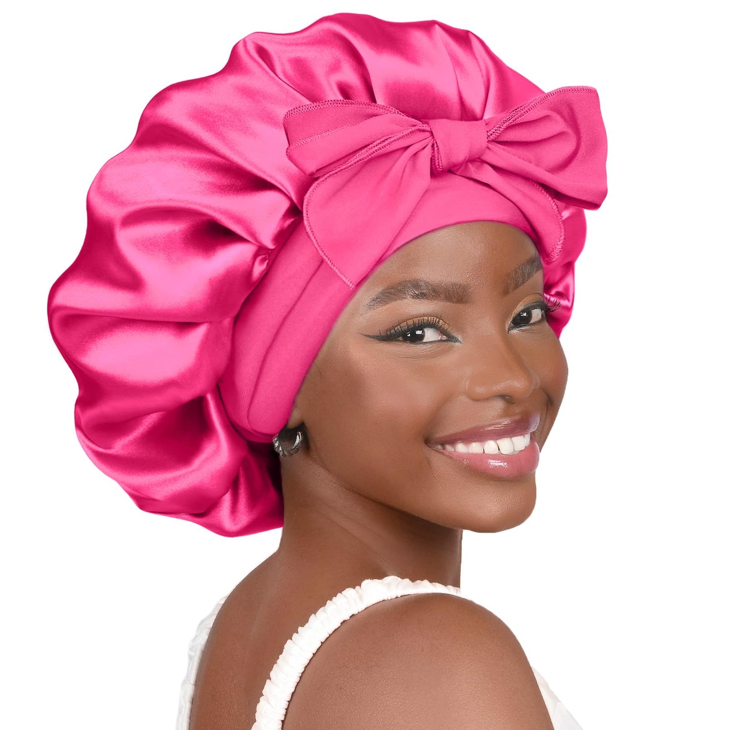 Adjustable Silk Bonnet for Sleeping Women Double Layer Satin Bonnet Reduce Friction Prevent Frizz Curly Hair