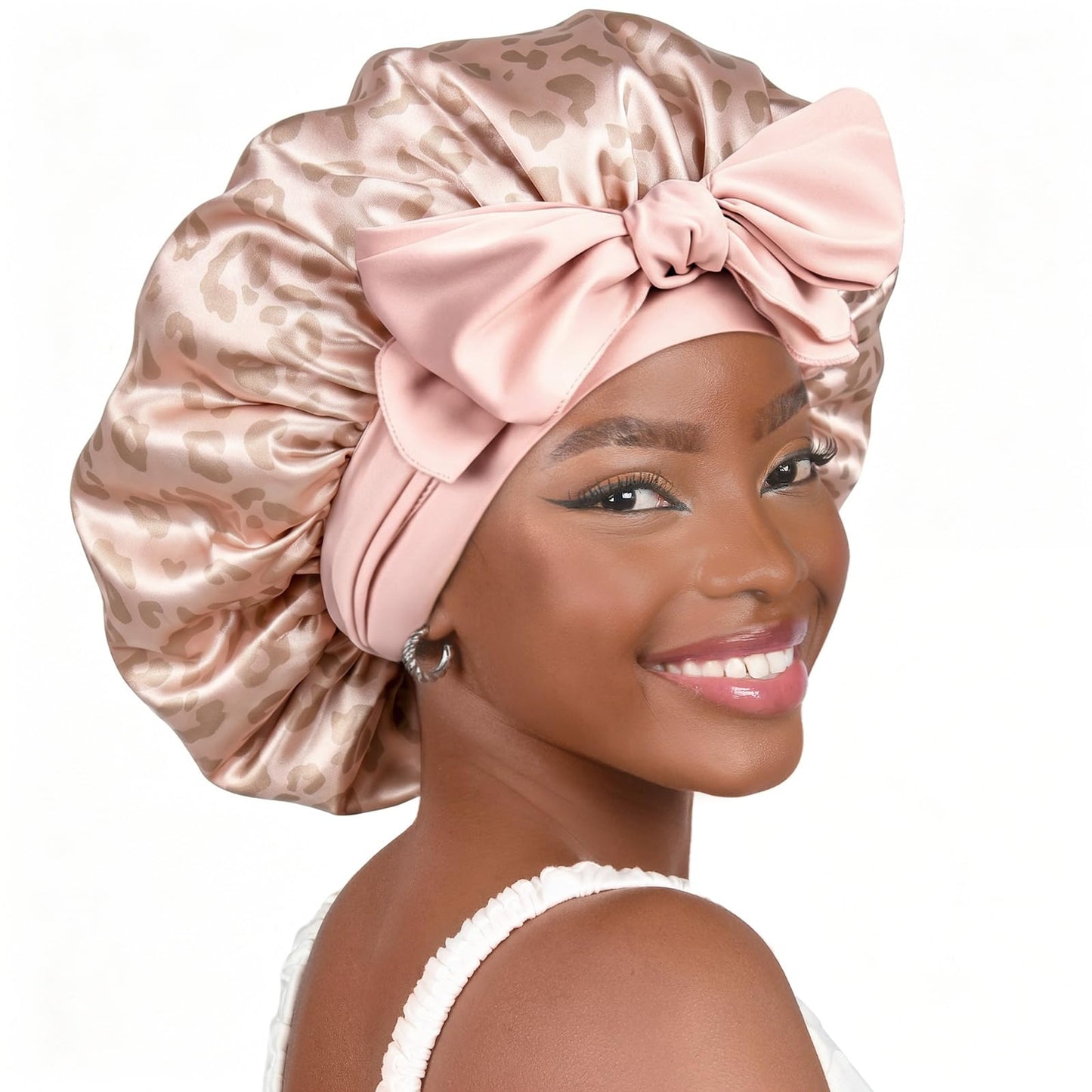 Adjustable Silk Bonnet for Sleeping Women Double Layer Satin Bonnet Reduce Friction Prevent Frizz Curly Hair