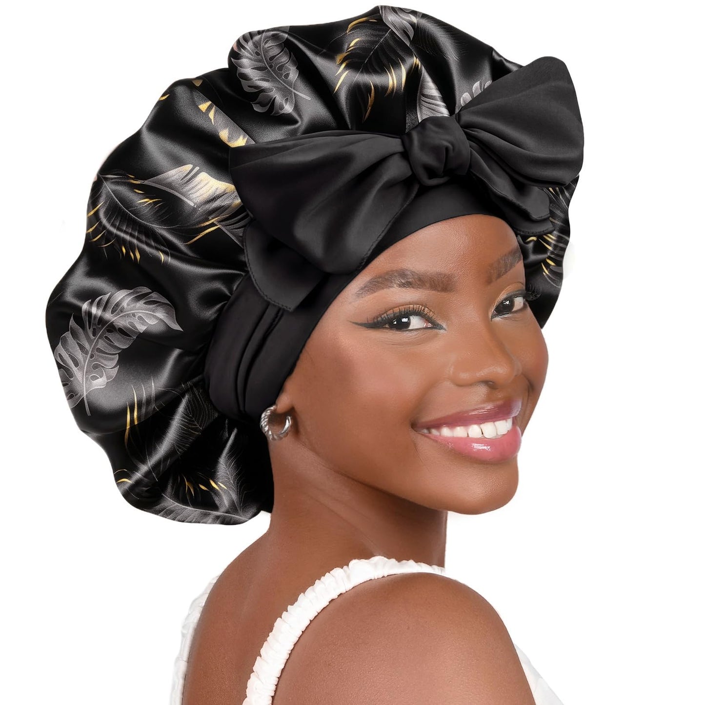 Adjustable Silk Bonnet for Sleeping Women Double Layer Satin Bonnet Reduce Friction Prevent Frizz Curly Hair