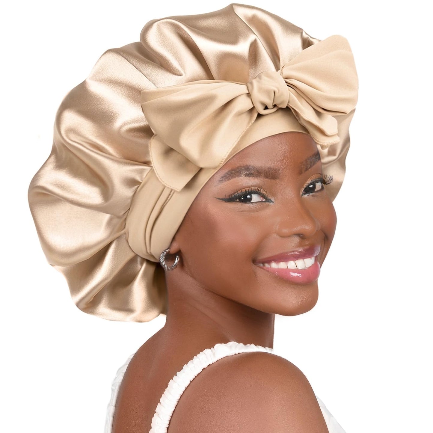 Adjustable Silk Bonnet for Sleeping Women Double Layer Satin Bonnet Reduce Friction Prevent Frizz Curly Hair