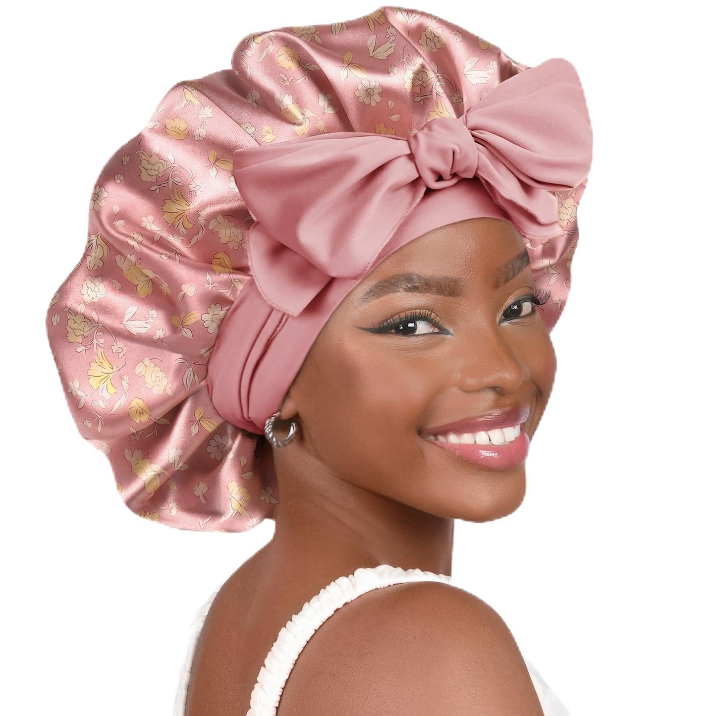 Adjustable Silk Bonnet for Sleeping Women Double Layer Satin Bonnet Reduce Friction Prevent Frizz Curly Hair