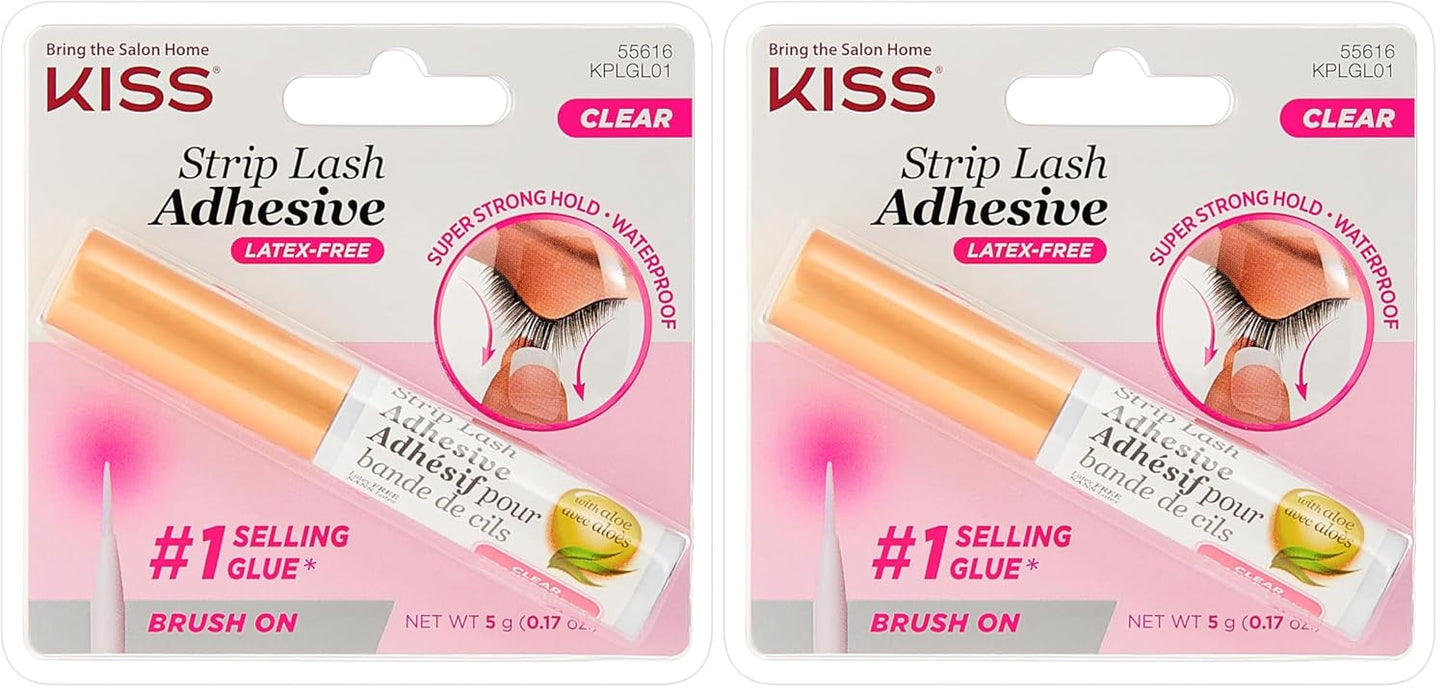 Kiss Lash Adhesive, Lash Glue, 24hr Strip Eyelash Adhesive, Clear, Includes Lash Adhesive, Long Lasting Wear, Can Be Used with Strip Lashes and Lash Clusters