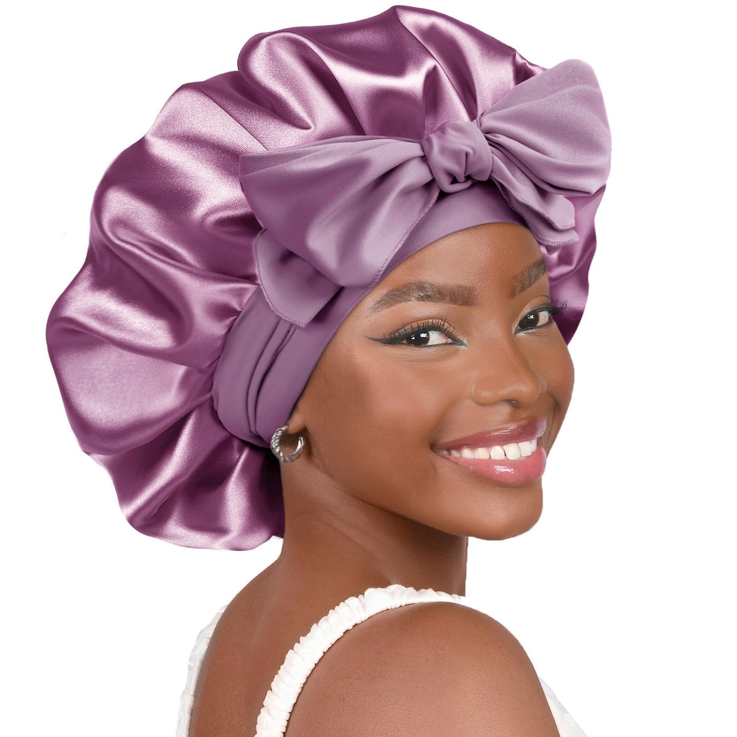 Adjustable Silk Bonnet for Sleeping Women Double Layer Satin Bonnet Reduce Friction Prevent Frizz Curly Hair