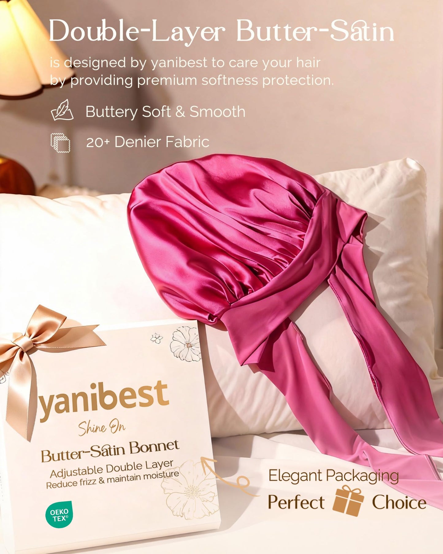 Adjustable Silk Bonnet for Sleeping Women Double Layer Satin Bonnet Reduce Friction Prevent Frizz Curly Hair
