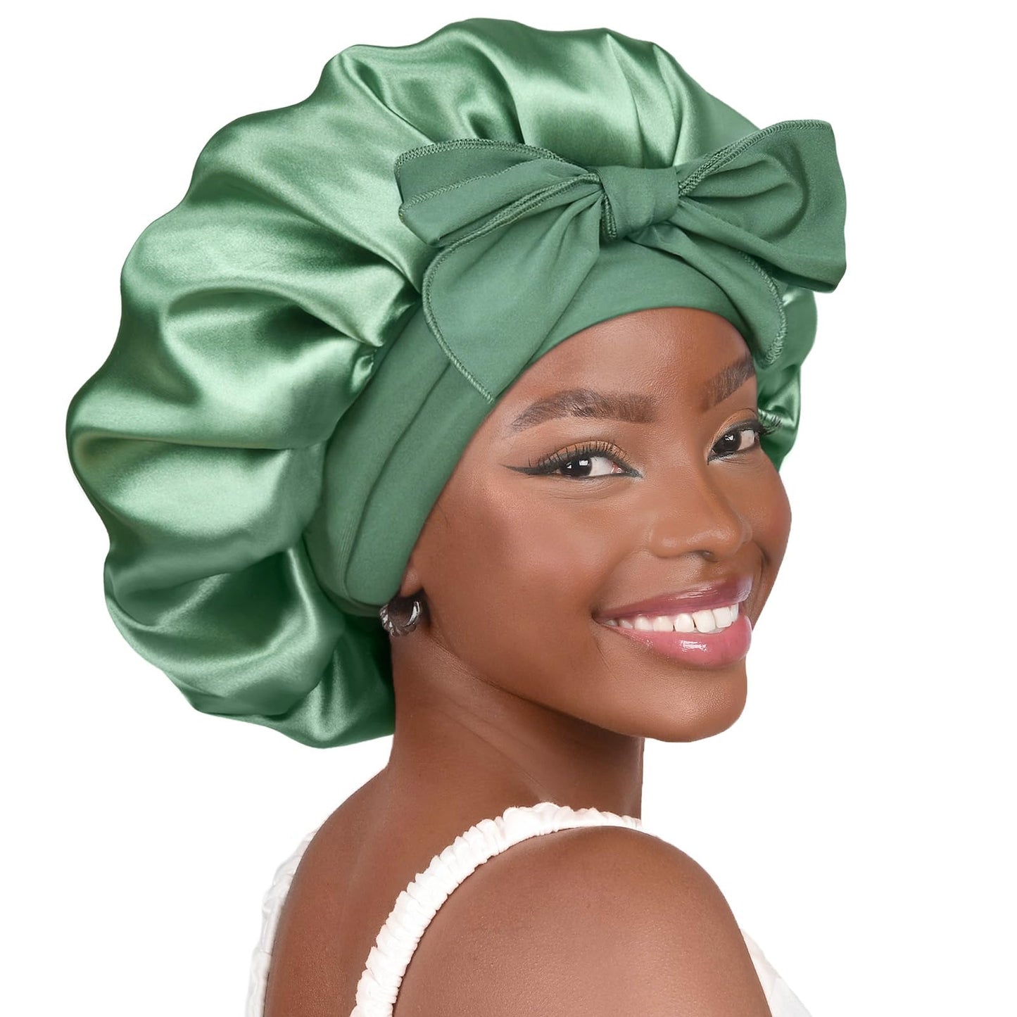 Adjustable Silk Bonnet for Sleeping Women Double Layer Satin Bonnet Reduce Friction Prevent Frizz Curly Hair