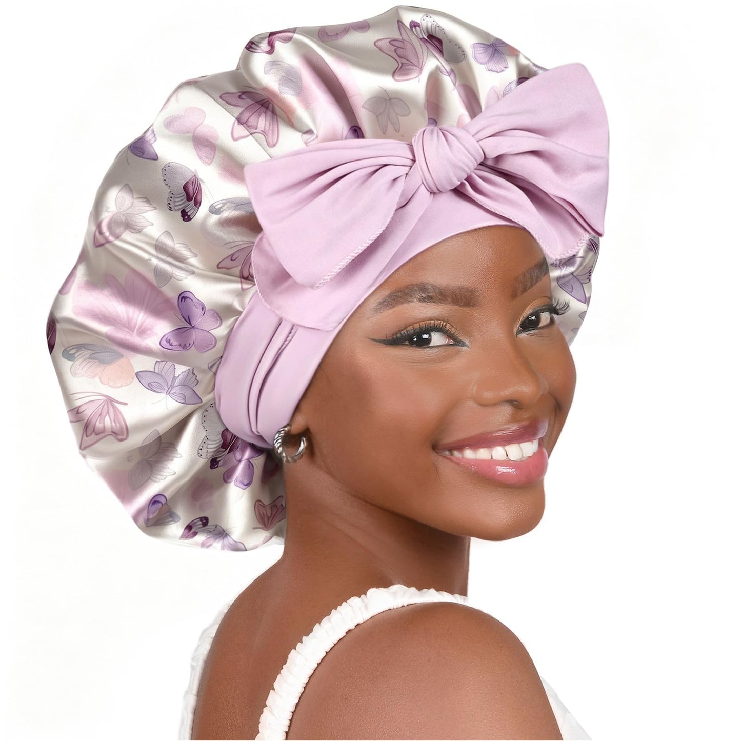Adjustable Silk Bonnet for Sleeping Women Double Layer Satin Bonnet Reduce Friction Prevent Frizz Curly Hair