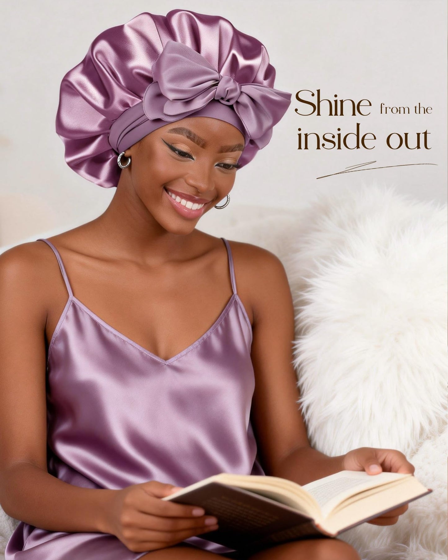 Adjustable Silk Bonnet for Sleeping Women Double Layer Satin Bonnet Reduce Friction Prevent Frizz Curly Hair