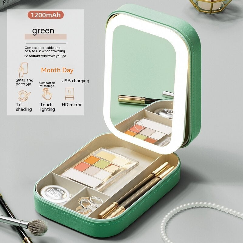 LED Light Mirror Cosmetics Storage Box