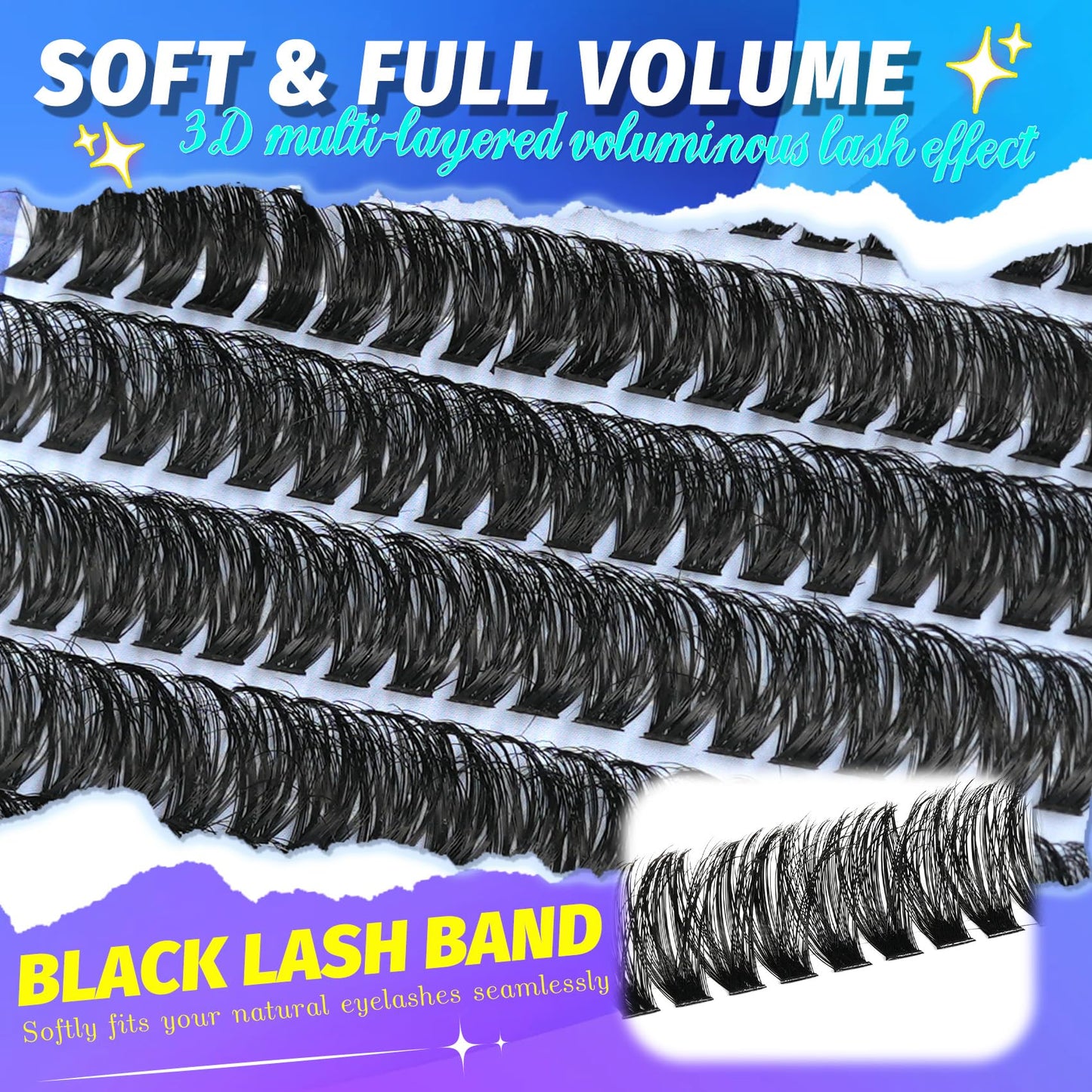 Lash Clusters 708PCS Cluster Eyelash Extensions 10-16MM Wispy Lashes Clusters 30+40+50+60+80+100D Eyelash Clusters Mix Daily Look Fake Eyelashes Extension