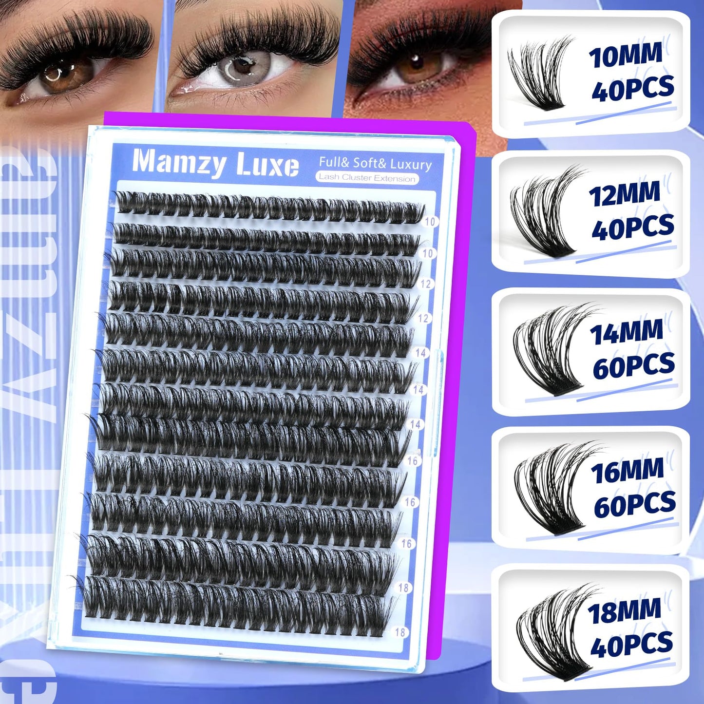 Lash Clusters 708PCS Cluster Eyelash Extensions 10-16MM Wispy Lashes Clusters 30+40+50+60+80+100D Eyelash Clusters Mix Daily Look Fake Eyelashes Extension