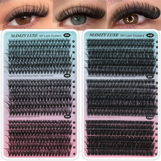 Lash Clusters 708PCS Cluster Eyelash Extensions 10-16MM Wispy Lashes Clusters 30+40+50+60+80+100D Eyelash Clusters Mix Daily Look Fake Eyelashes Extension