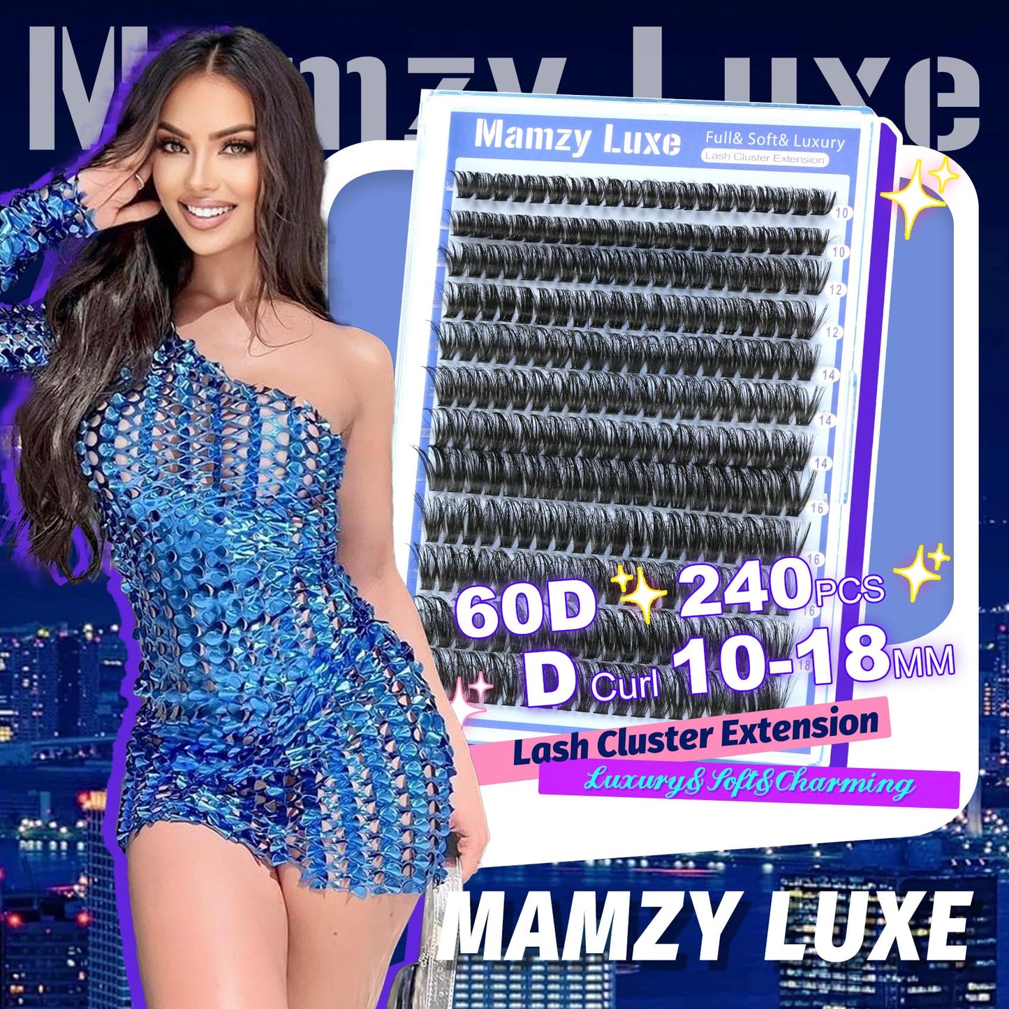 Lash Clusters 708PCS Cluster Eyelash Extensions 10-16MM Wispy Lashes Clusters 30+40+50+60+80+100D Eyelash Clusters Mix Daily Look Fake Eyelashes Extension
