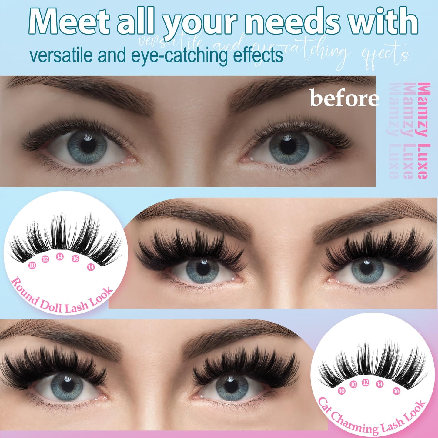 Lash Clusters 708PCS Cluster Eyelash Extensions 10-16MM Wispy Lashes Clusters 30+40+50+60+80+100D Eyelash Clusters Mix Daily Look Fake Eyelashes Extension