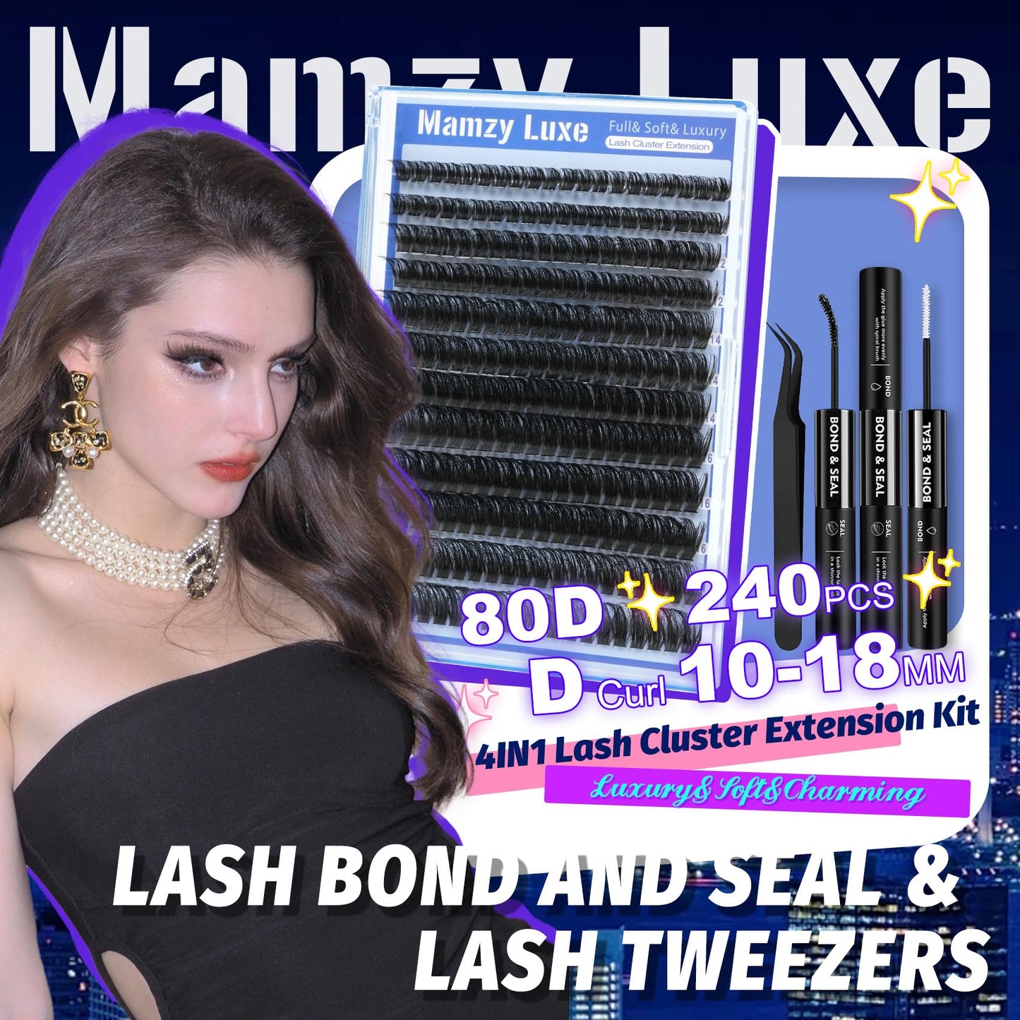 Lash Clusters 708PCS Cluster Eyelash Extensions 10-16MM Wispy Lashes Clusters 30+40+50+60+80+100D Eyelash Clusters Mix Daily Look Fake Eyelashes Extension