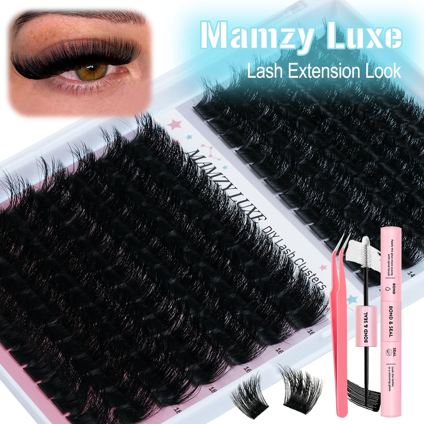 Lash Clusters 708PCS Cluster Eyelash Extensions 10-16MM Wispy Lashes Clusters 30+40+50+60+80+100D Eyelash Clusters Mix Daily Look Fake Eyelashes Extension