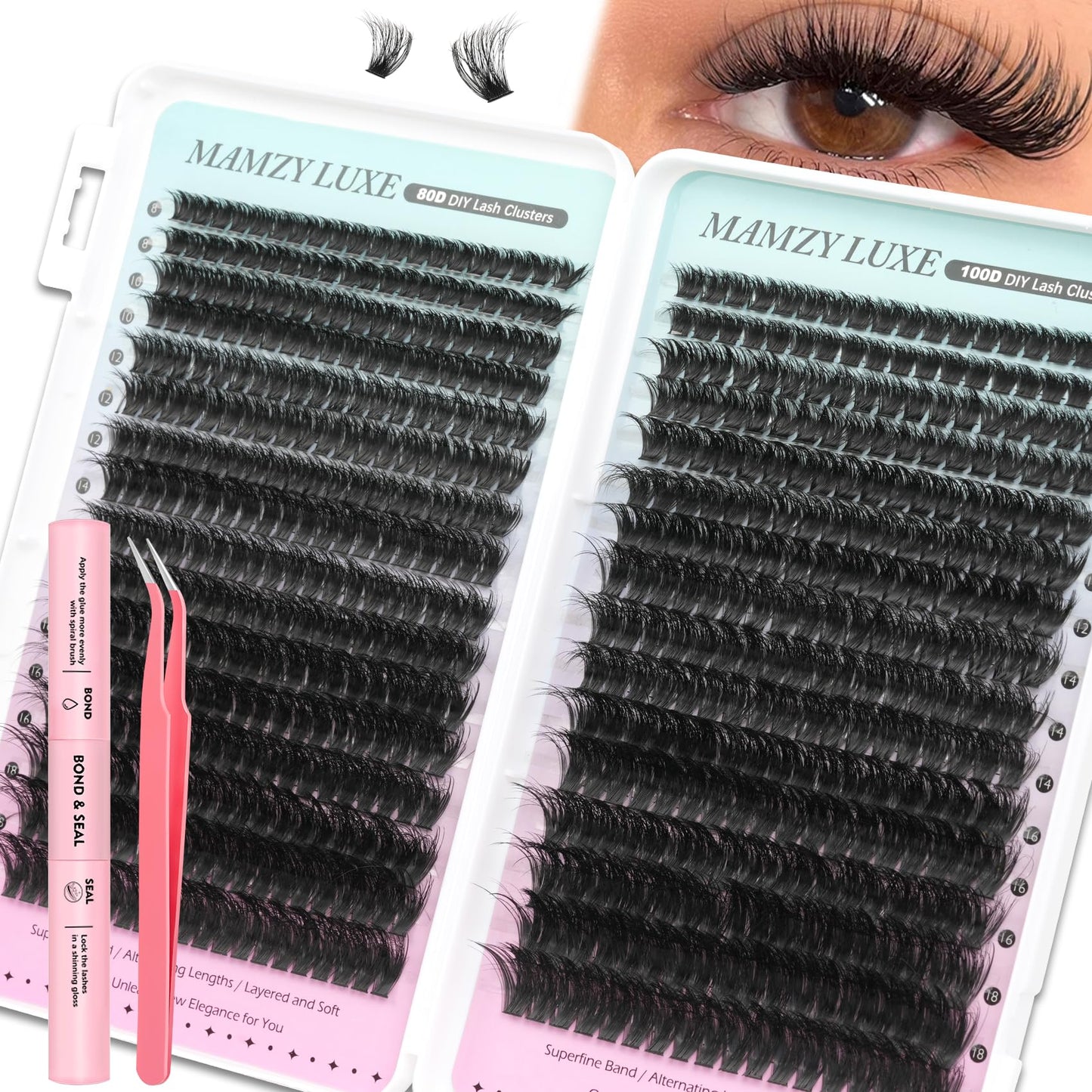 Lash Clusters 708PCS Cluster Eyelash Extensions 10-16MM Wispy Lashes Clusters 30+40+50+60+80+100D Eyelash Clusters Mix Daily Look Fake Eyelashes Extension
