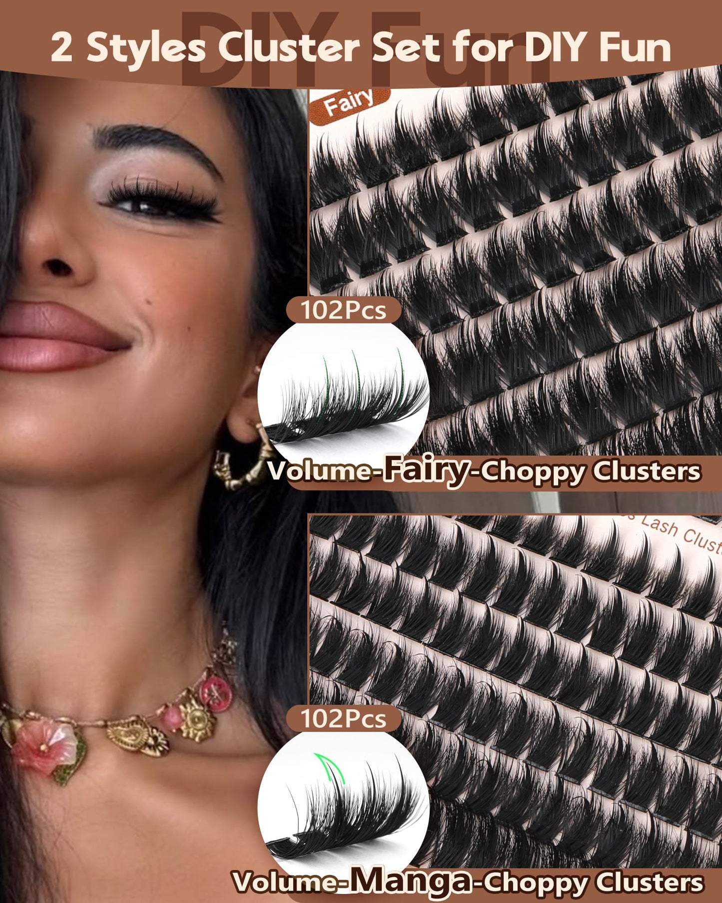Manga Pre-Mapped Volume Wispy Spike Lash Clusters