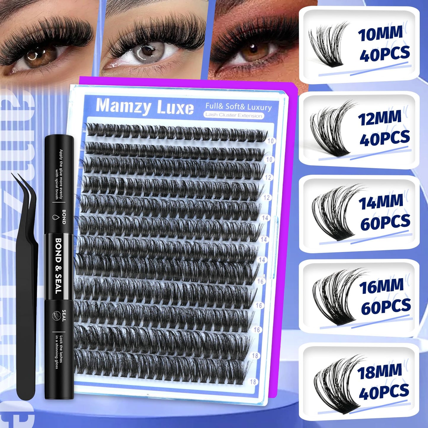 Lash Clusters 708PCS Cluster Eyelash Extensions 10-16MM Wispy Lashes Clusters 30+40+50+60+80+100D Eyelash Clusters Mix Daily Look Fake Eyelashes Extension