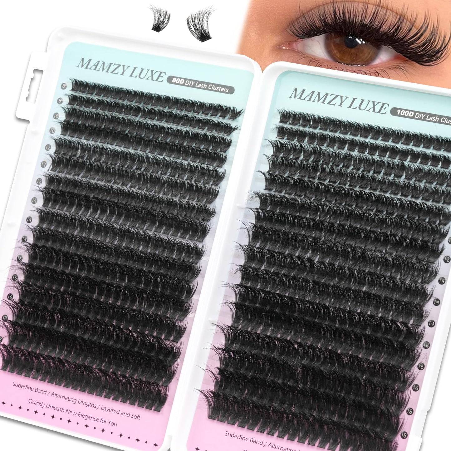 Lash Clusters 708PCS Cluster Eyelash Extensions 10-16MM Wispy Lashes Clusters 30+40+50+60+80+100D Eyelash Clusters Mix Daily Look Fake Eyelashes Extension