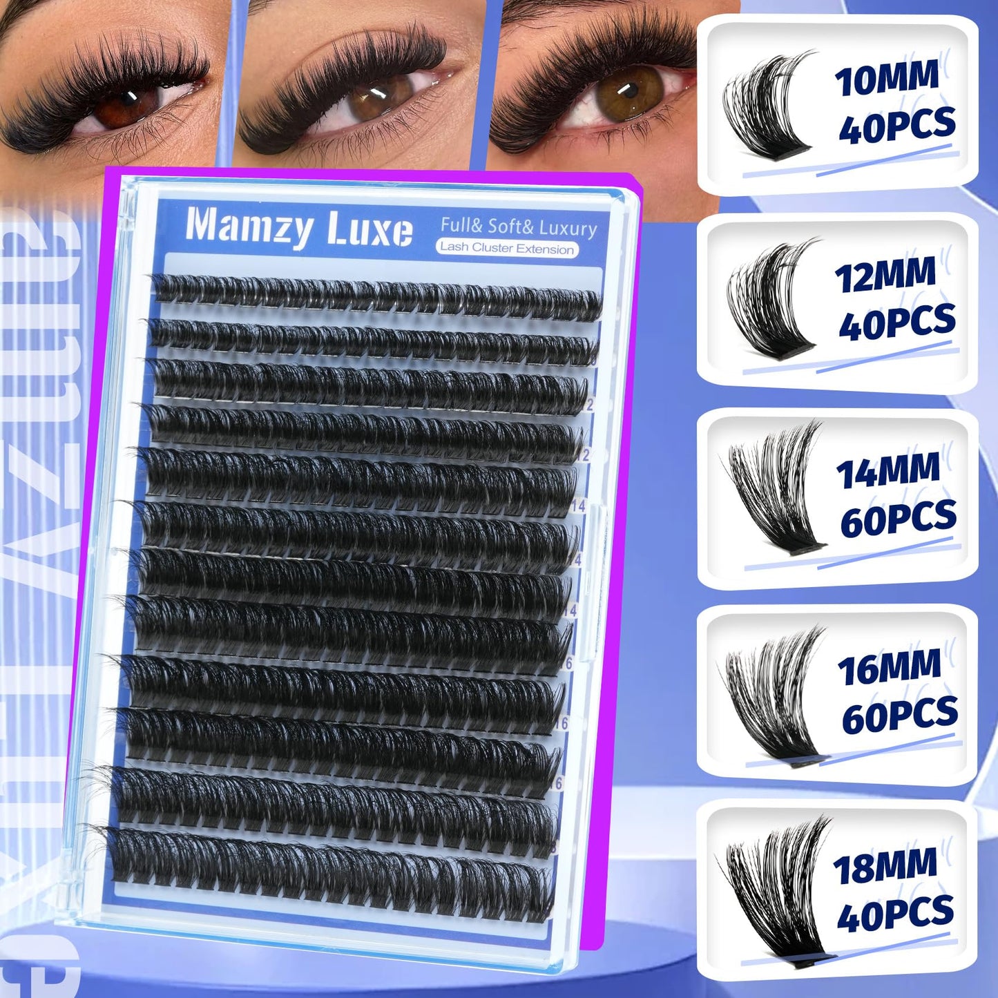 Lash Clusters 708PCS Cluster Eyelash Extensions 10-16MM Wispy Lashes Clusters 30+40+50+60+80+100D Eyelash Clusters Mix Daily Look Fake Eyelashes Extension