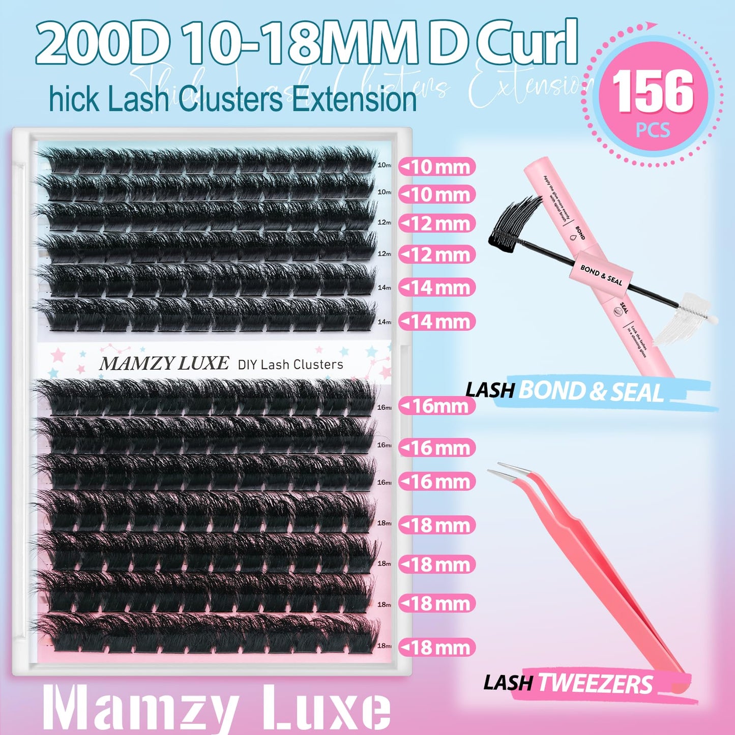 Lash Clusters 708PCS Cluster Eyelash Extensions 10-16MM Wispy Lashes Clusters 30+40+50+60+80+100D Eyelash Clusters Mix Daily Look Fake Eyelashes Extension