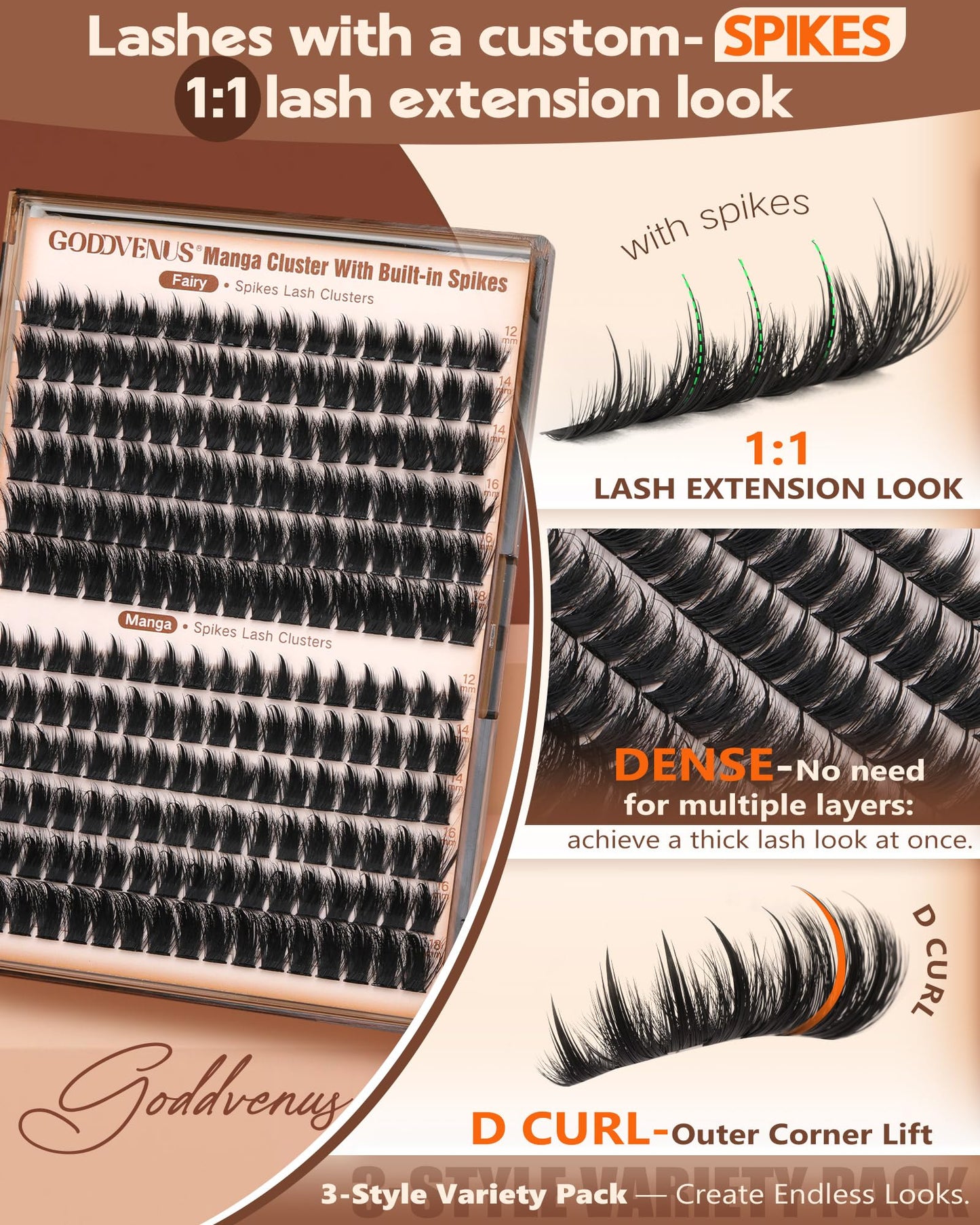 Manga Pre-Mapped Volume Wispy Spike Lash Clusters