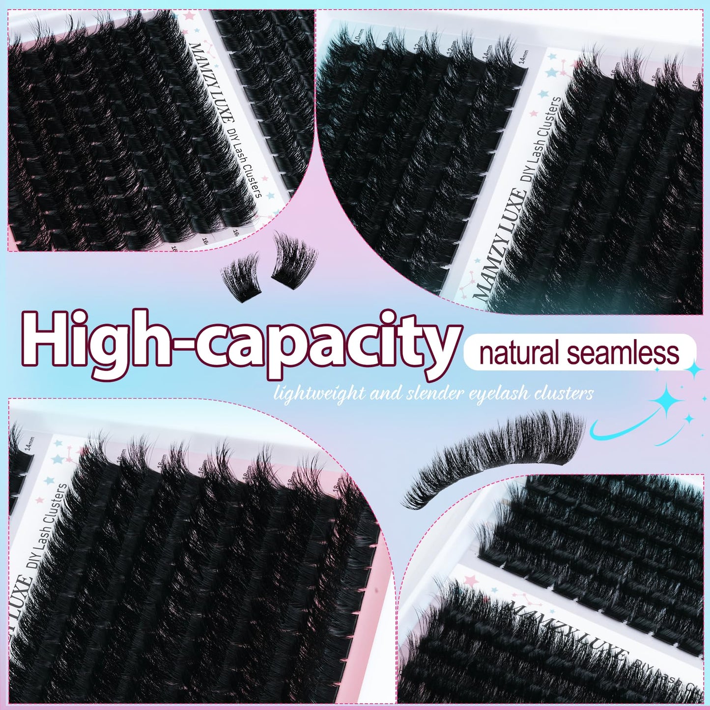 Lash Clusters 708PCS Cluster Eyelash Extensions 10-16MM Wispy Lashes Clusters 30+40+50+60+80+100D Eyelash Clusters Mix Daily Look Fake Eyelashes Extension