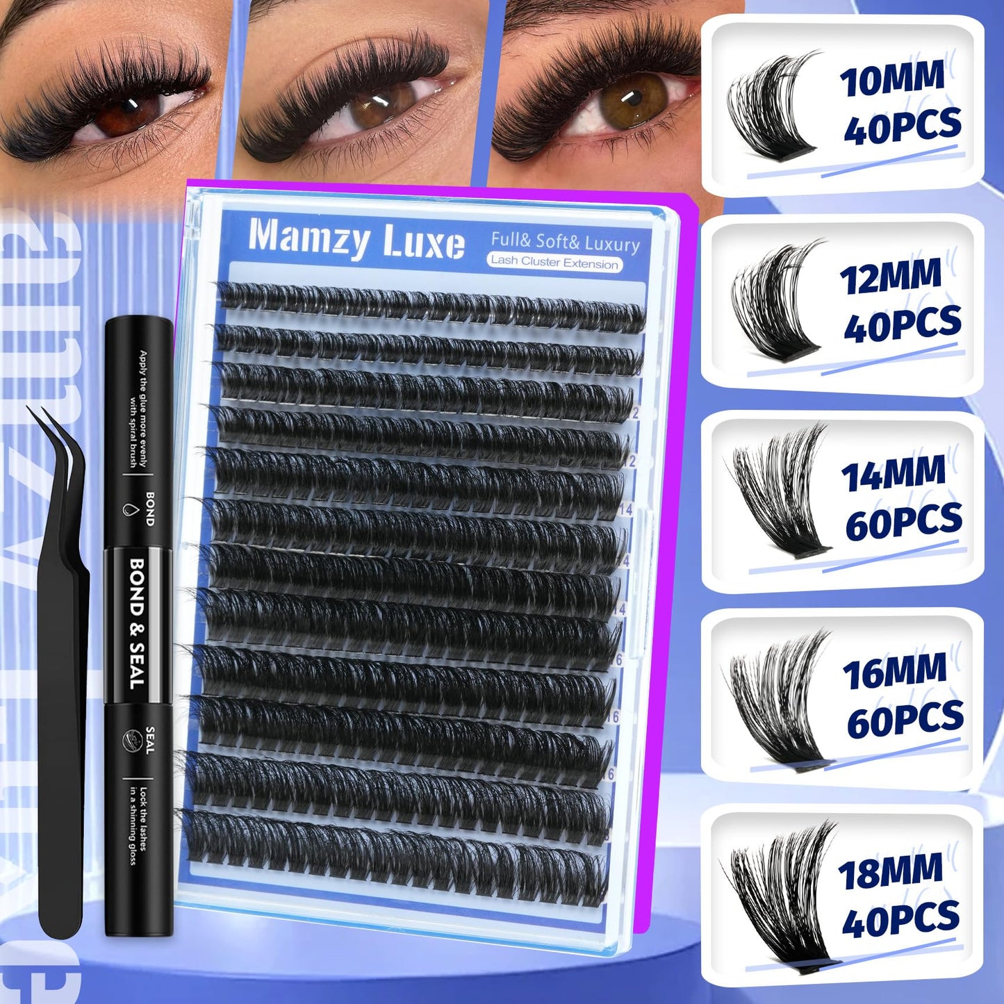 Lash Clusters 708PCS Cluster Eyelash Extensions 10-16MM Wispy Lashes Clusters 30+40+50+60+80+100D Eyelash Clusters Mix Daily Look Fake Eyelashes Extension