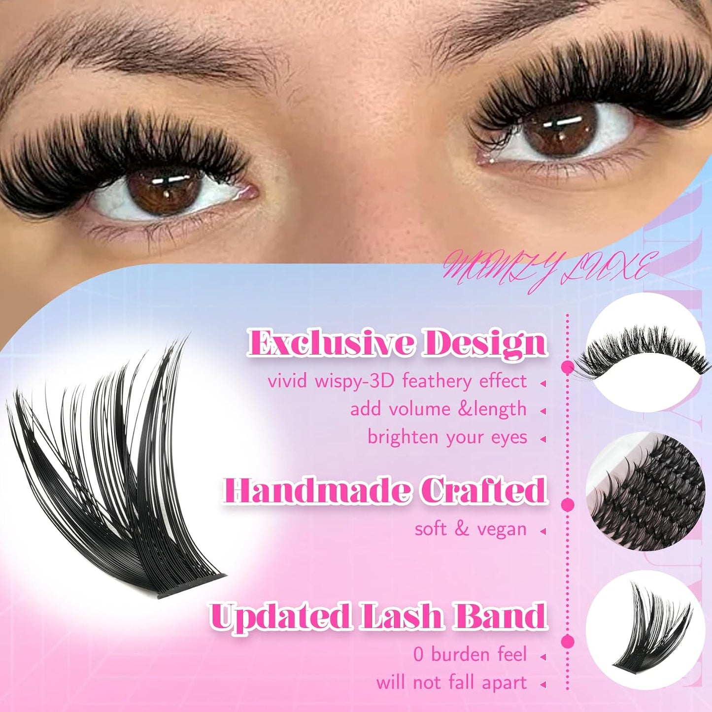 Lash Clusters 708PCS Cluster Eyelash Extensions 10-16MM Wispy Lashes Clusters 30+40+50+60+80+100D Eyelash Clusters Mix Daily Look Fake Eyelashes Extension