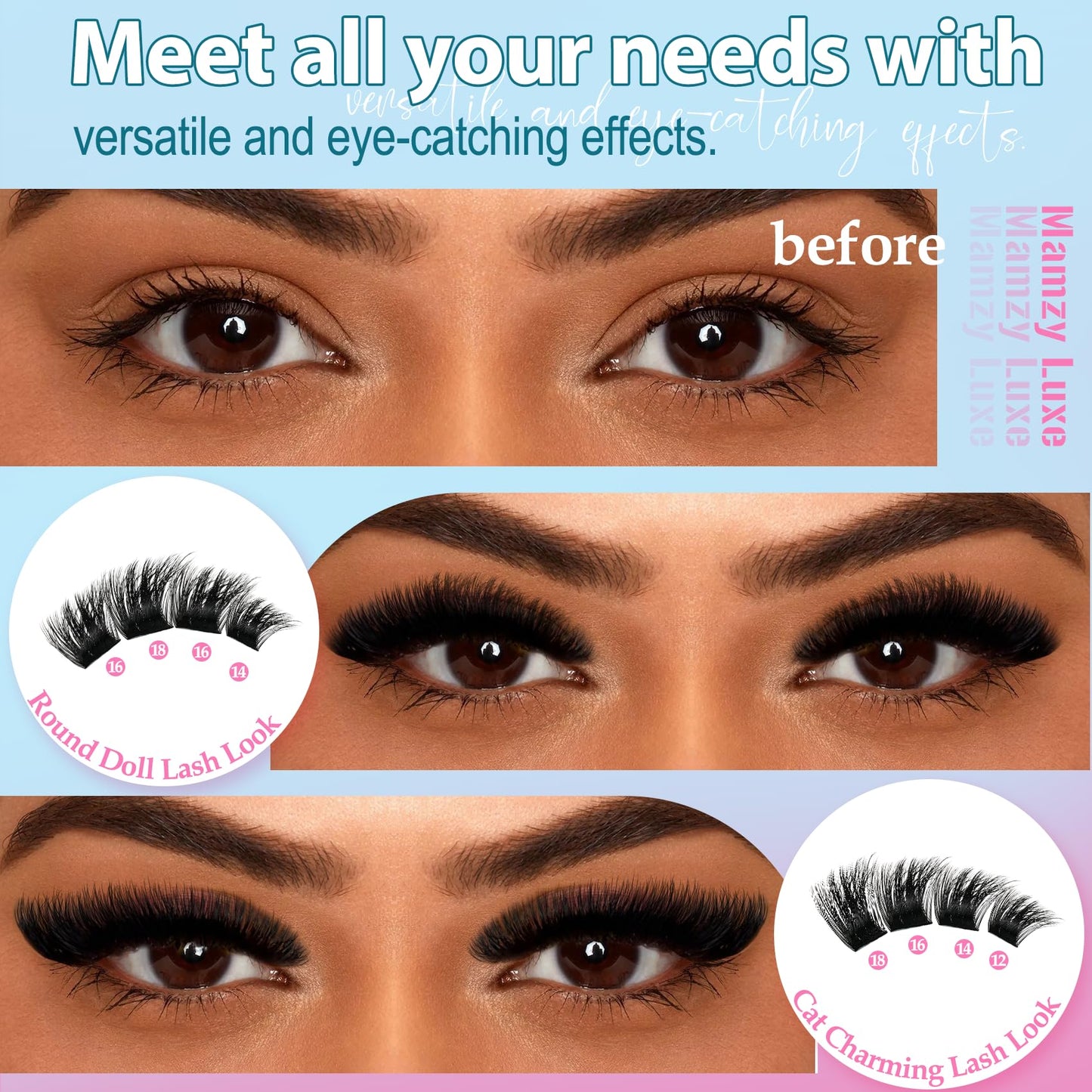Lash Clusters 708PCS Cluster Eyelash Extensions 10-16MM Wispy Lashes Clusters 30+40+50+60+80+100D Eyelash Clusters Mix Daily Look Fake Eyelashes Extension